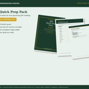 IEP Quick Prep Pack for Parents